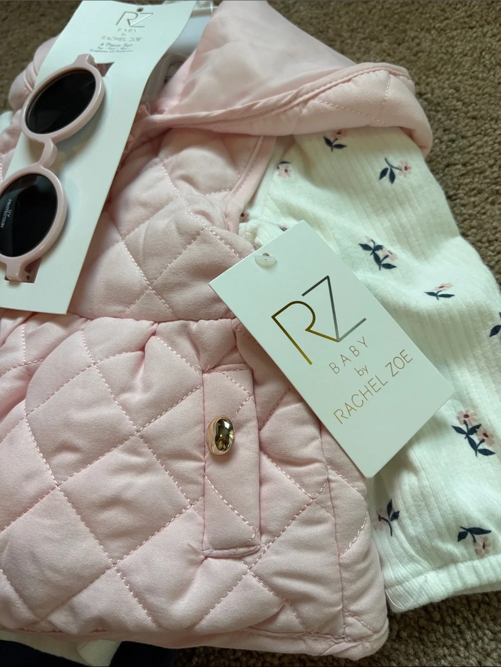 Rachel Zoe Pink Quilted Vest & Navy Leggings Kids Matching Set